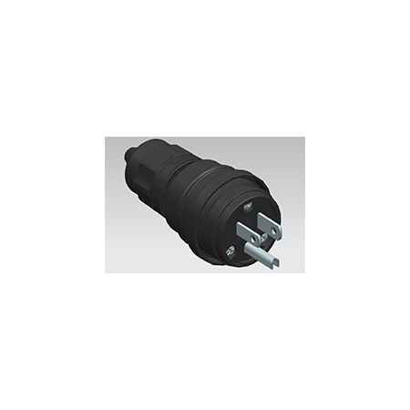 Woodhead Watertight Straight Blade Plug, 5-15P, 15 A, 125V AC, 2 Pole, Screw Terminals, Grounded 14W47BLK